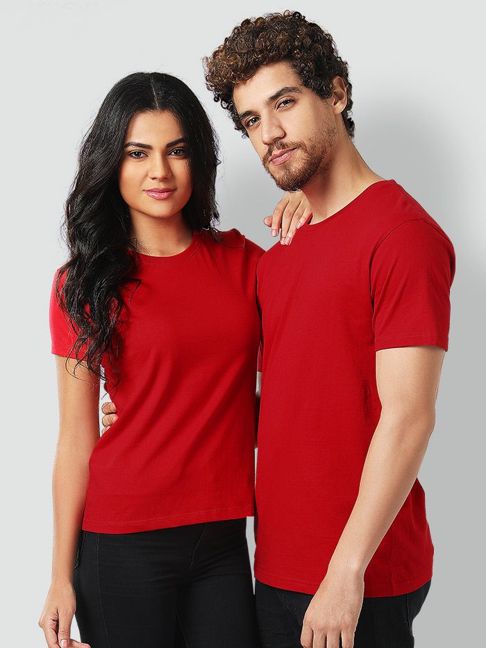 red t shirt couple