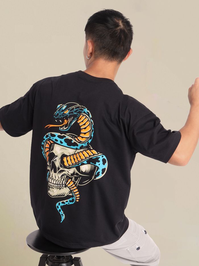 Buy Snake and Skull Printed Oversized T-Shirt Online in India