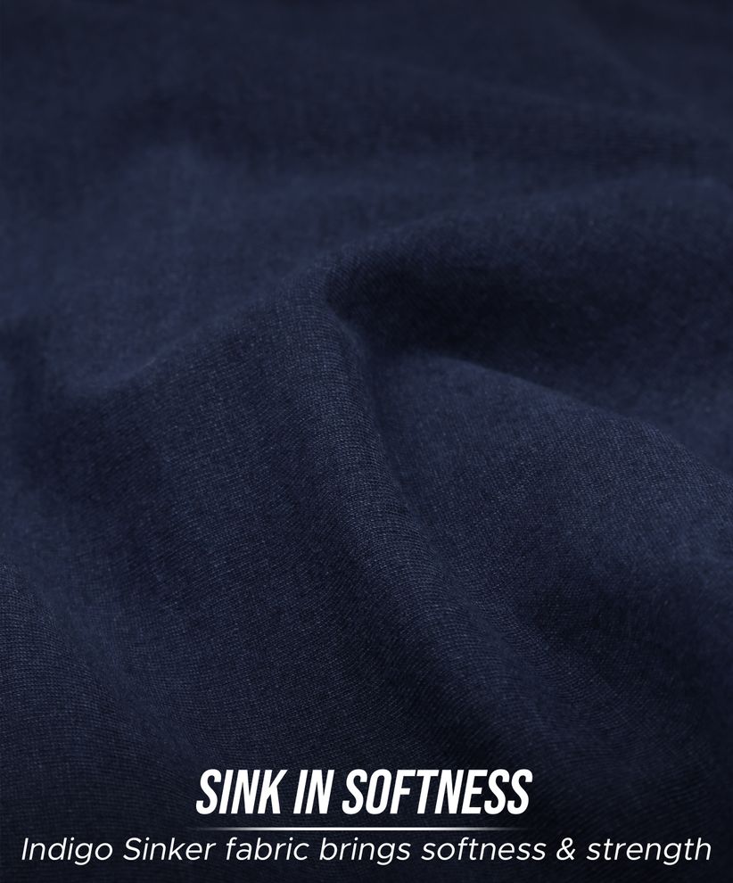 Buy Dark Indigo Sinker Henley Full Sleeves T-shirt Online - BeYOUng