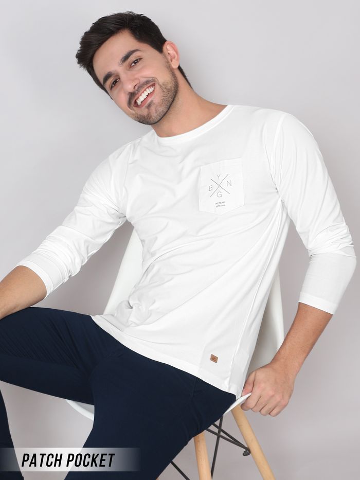 Buy White Pocket Full Sleeve Online - BeYOUng