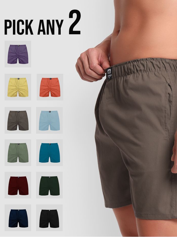 Buy Pick Any 2 Plain Mens Boxer Online in India at Beyoung