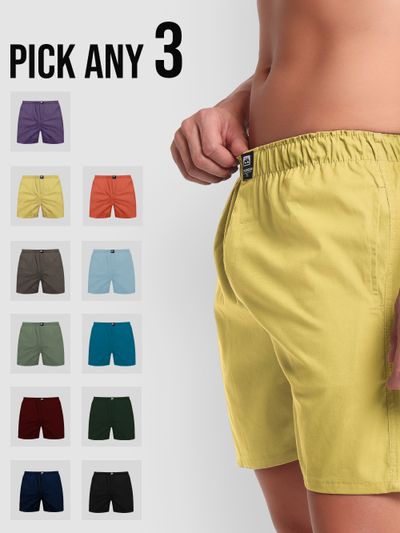 Pick Any 3- Plain Mens Boxers Combo