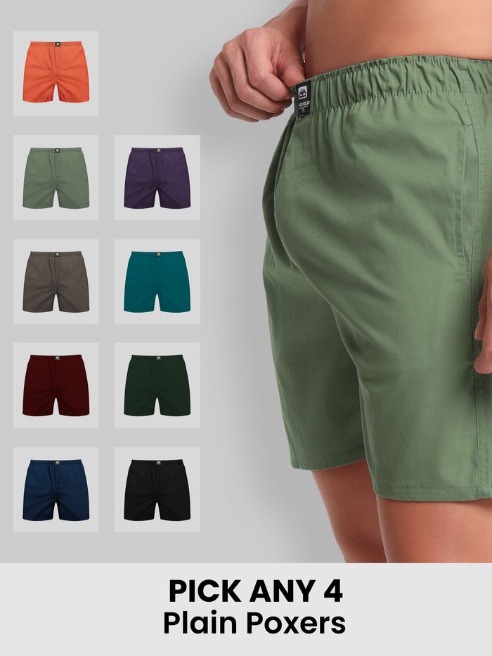 Buy Pick Any 4 Plain Mens Boxer Shorts Combo Online in India at Beyoung