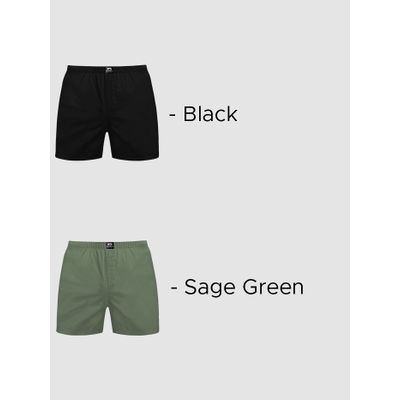 Plain Black and Sage green Mens Boxer- Pack of Two