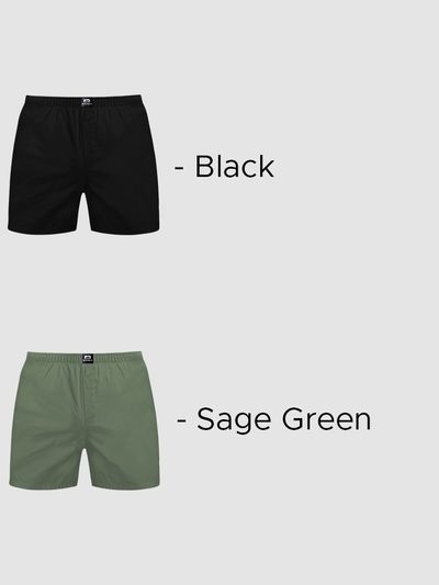 Plain Black and Sage green Mens Boxer- Pack of Two