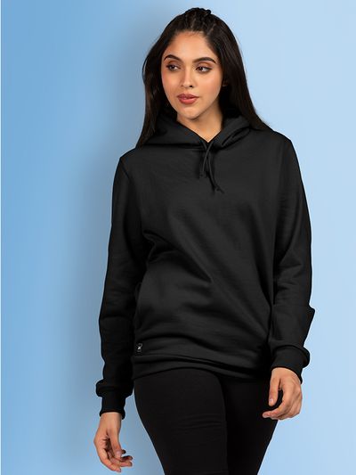 Black plain hoodie women's on sale