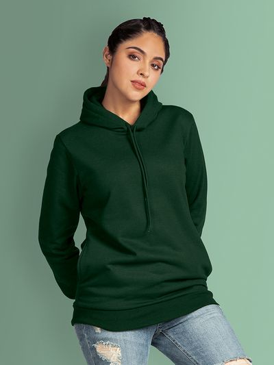 Buy Plain Bottle Green Hoodies for Women Online India Beyoung