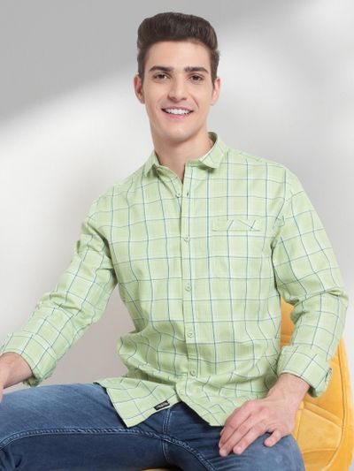 Light green check shirt top