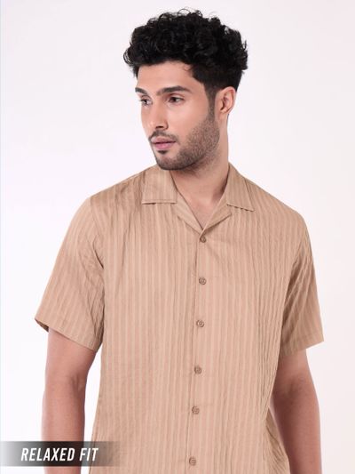 Apricot Striped Casual Shirt for Men Apricot Striped Casual Shirt for Men