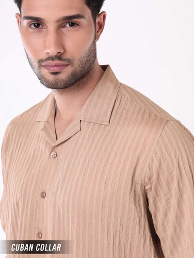 Apricot Striped Casual Shirt for Men Apricot Striped Casual Shirt for Men