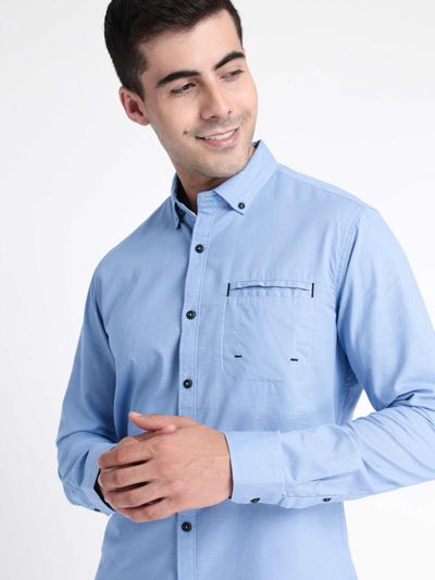 Arctic Blue Linen Blend Shirt for Men Arctic Blue Linen Blend Shirt for Men
