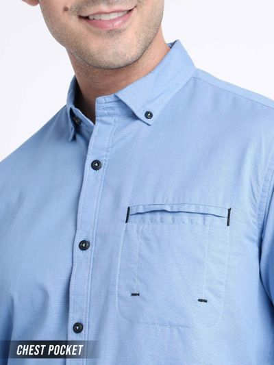 Arctic Blue Linen Blend Shirt for Men Arctic Blue Linen Blend Shirt for Men