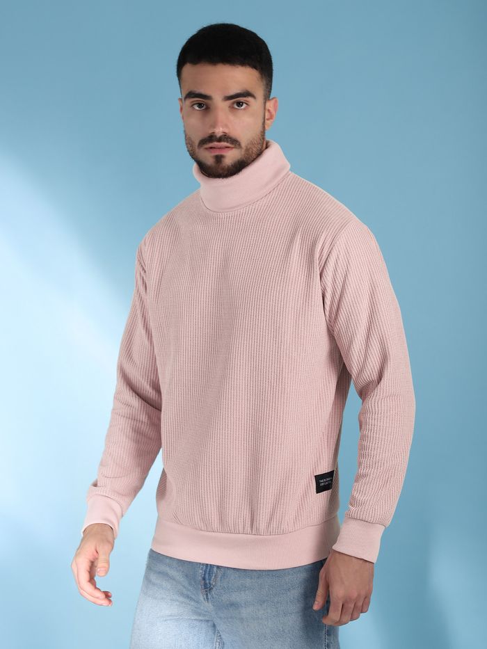 Buy Baby Pink Turtle Neck Sweatshirt Beyoung