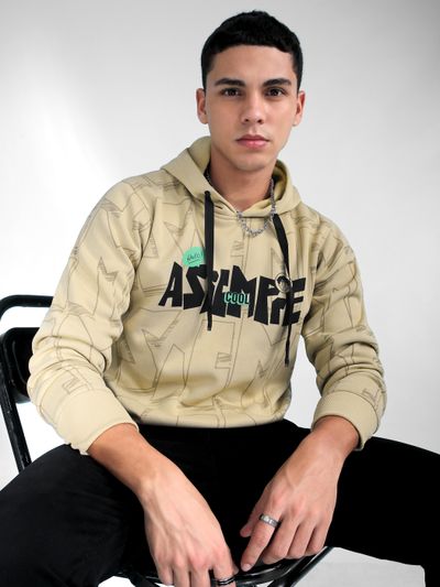 Beige Comic Printed Hoodie shop mens hoodies online at lowest price,