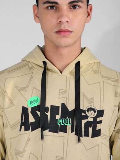 Beige Comic Printed Hoodie Beige Comic Printed Hoodie