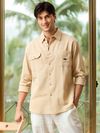 Beige Cotton Shirt for Men