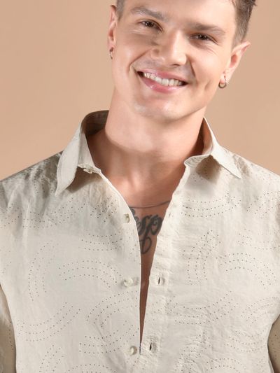 Beige Laser Cut Shirt