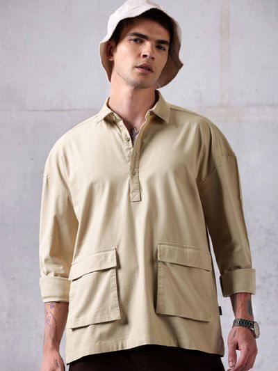 Beige Oversized Shirt Beige Oversized Shirt