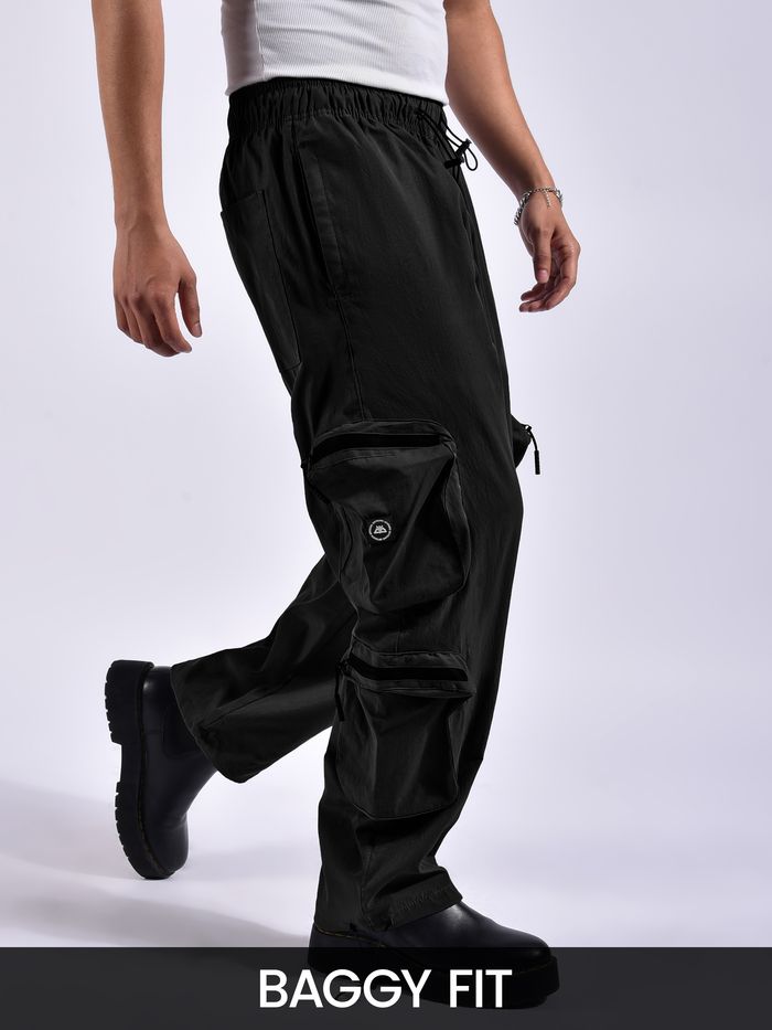 man wearing stylish oversized cargo pants, 