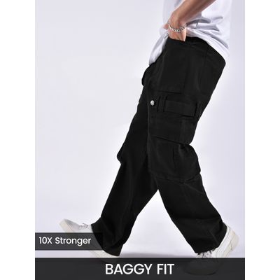 Buy Men's Black Belt Loop Cargo Pants Online at Beyoung