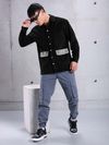 Black Colorblock Corduroy Shirt for Men
