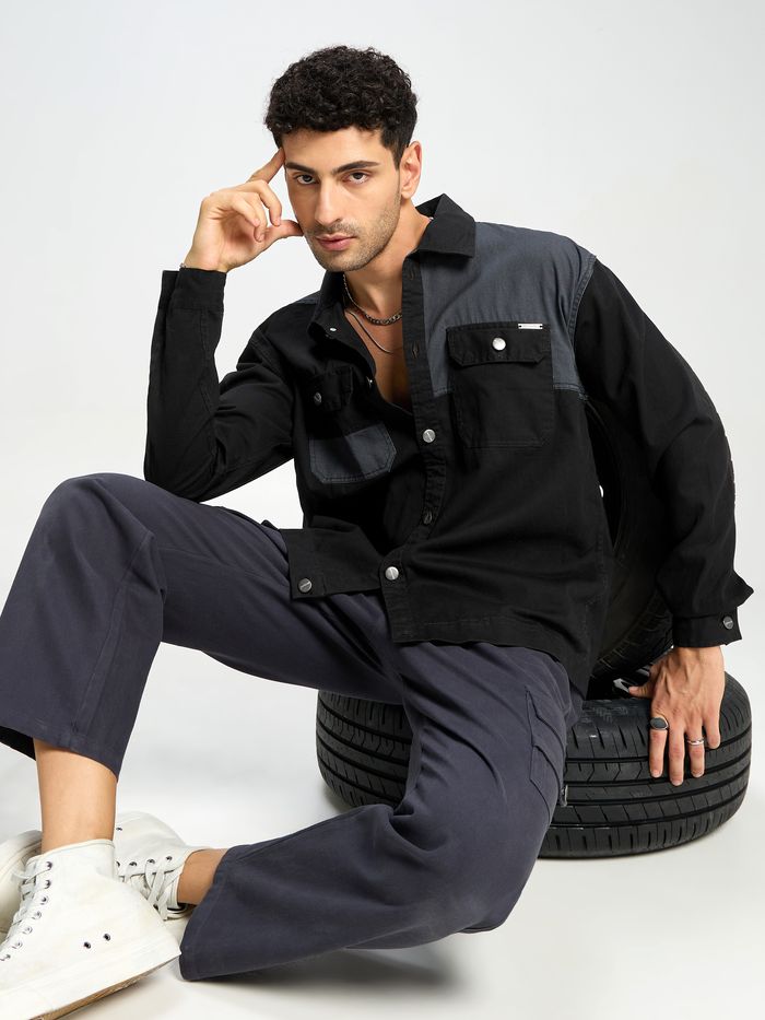 Buy Black Denim Shacket for Men Online in India Beyoung