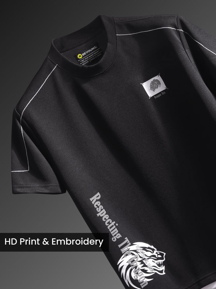 Black Dragon Era HD Print Oversized T-Shirt