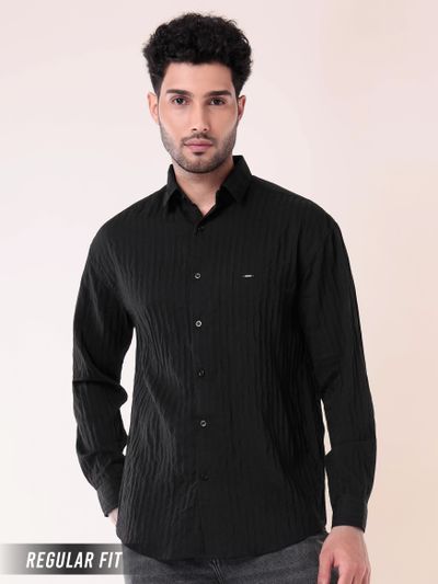 Black Full Sleeves Casual Shirt for Men