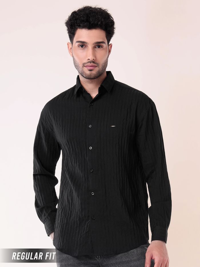 Black Full Sleeves Casual Shirt for Men