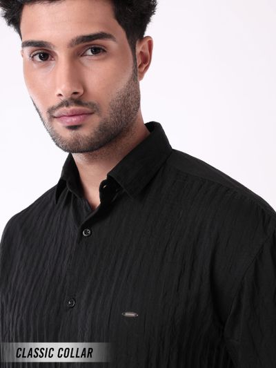 Black Full Sleeves Casual Shirt for Men