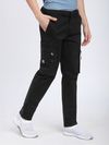 Black Slant Zipper Pocket Cargo Pants