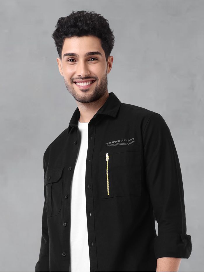 Black Solid Urban Shirt for Men