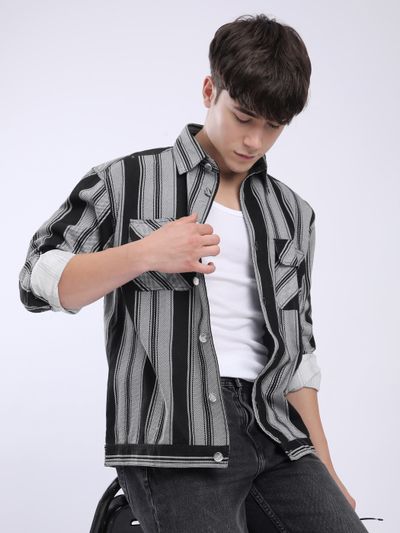 Black Striped Shacket