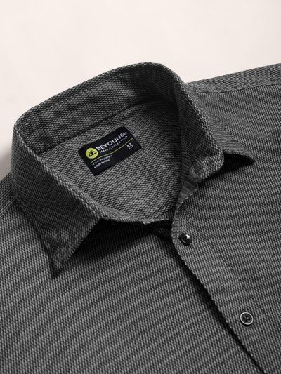 Black Structured Full Sleeve Shirt