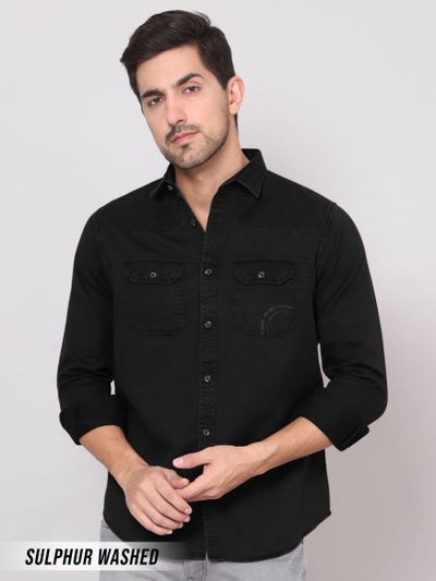 Buy Black Sulphur Twill Shirt for Men Online in India Beyoung