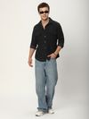 Black Terry Textured Shirt