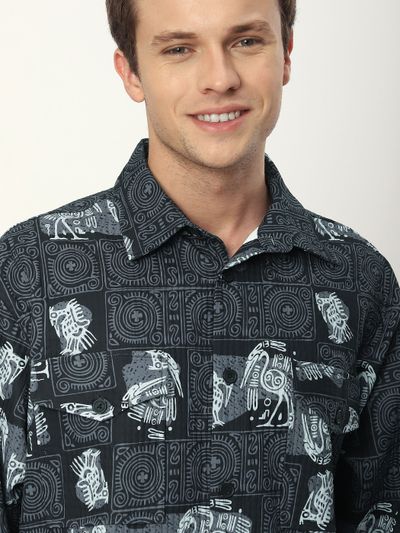 Black Tribal Print Shacket Black Tribal Print Shacket