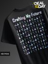 Black Typography Printed Oversized T-Shirt