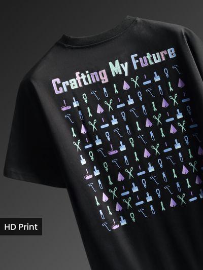 Black Typography Printed Oversized T-Shirt