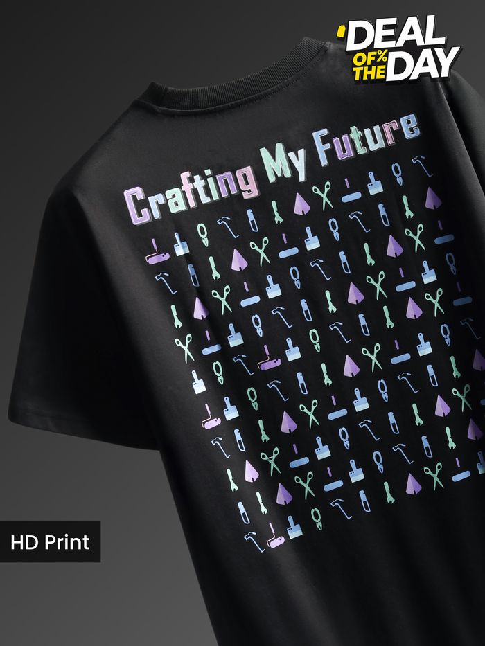 Black Typography Printed Oversized T-Shirt