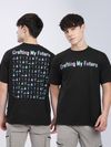 Black Typography Printed Oversized T-Shirt
