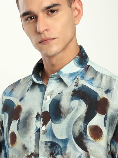 Blue Ethereal Printed Shirt
