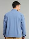 Blue Overdyed Zipper Shacket