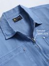 Blue Overdyed Zipper Shacket