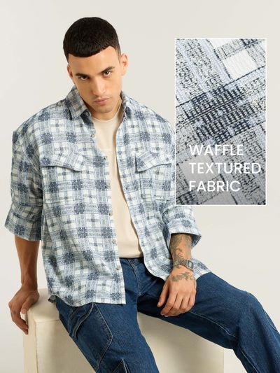 Blue Waffle Plaid Shirt best shirts men,
