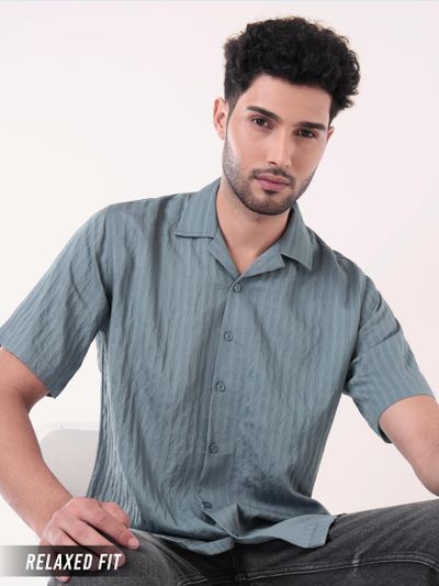 Bluish Grey Striped Casual Shirt for Men Bluish Grey Striped Casual Shirt for Men