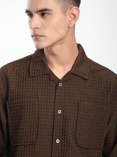 Brown Bubble Textured Shacket Brown Bubble Textured Shacket