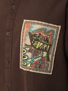 Brown Embroidered Applique Patch Shirt