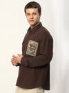 Brown Embroidered Applique Patch Shirt