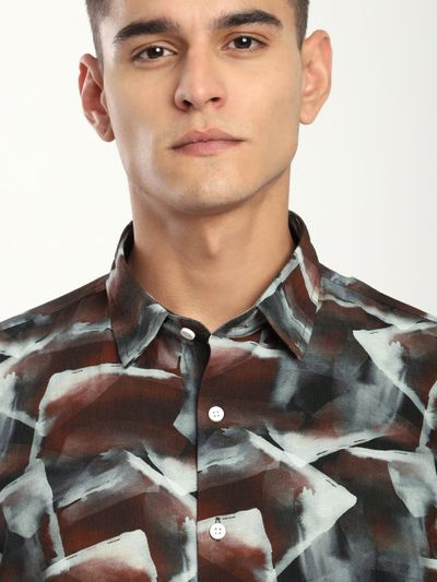 Brown Ethereal Printed Shirt